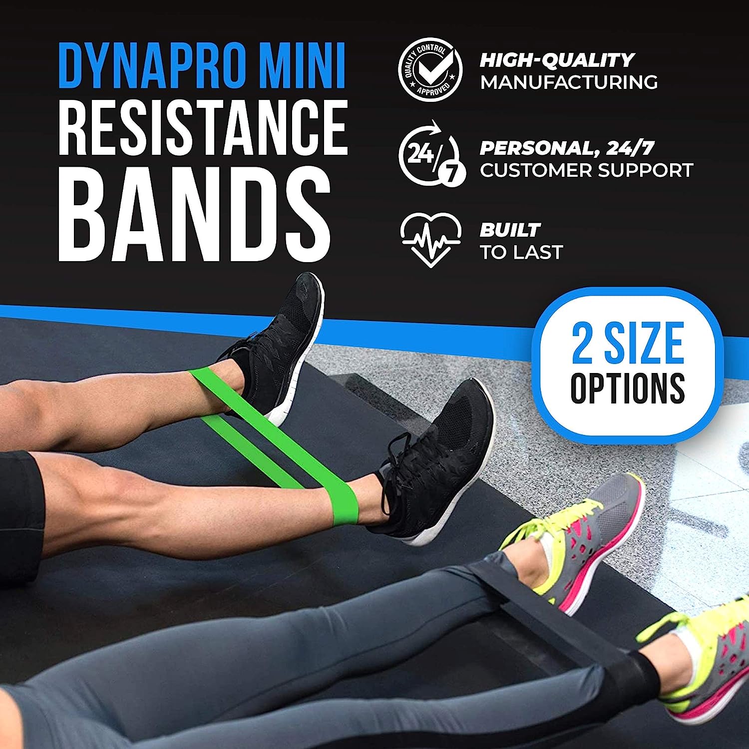 Mini resistance bands made with the highest quality latex on the