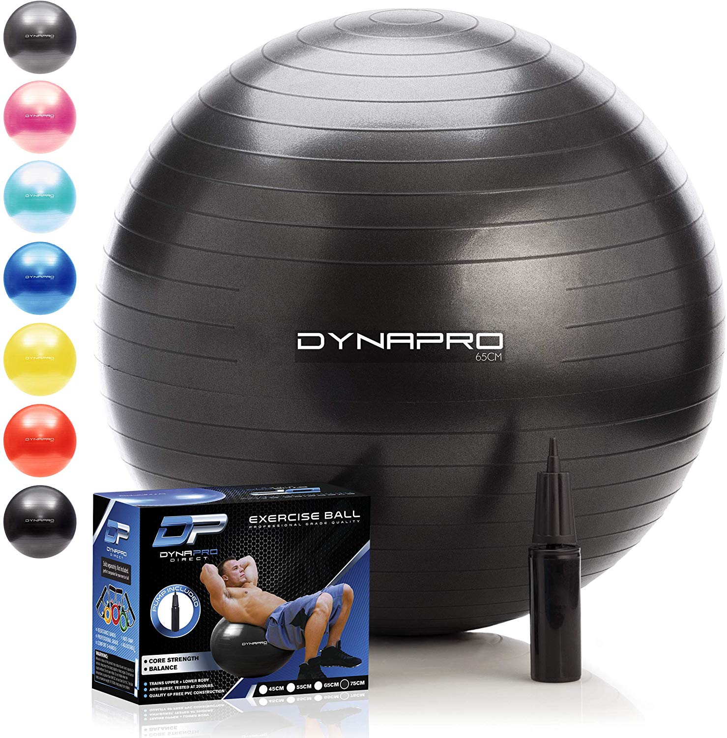 Professional Grade Exercise Balls, Anti Burst, Built to hold over 2000lbs  of weight – DYNAPRO